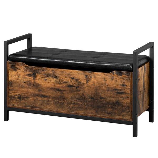 Winado 22 in. H x 15 in. W x 37.4 in.D Brown and Black Storage Bench