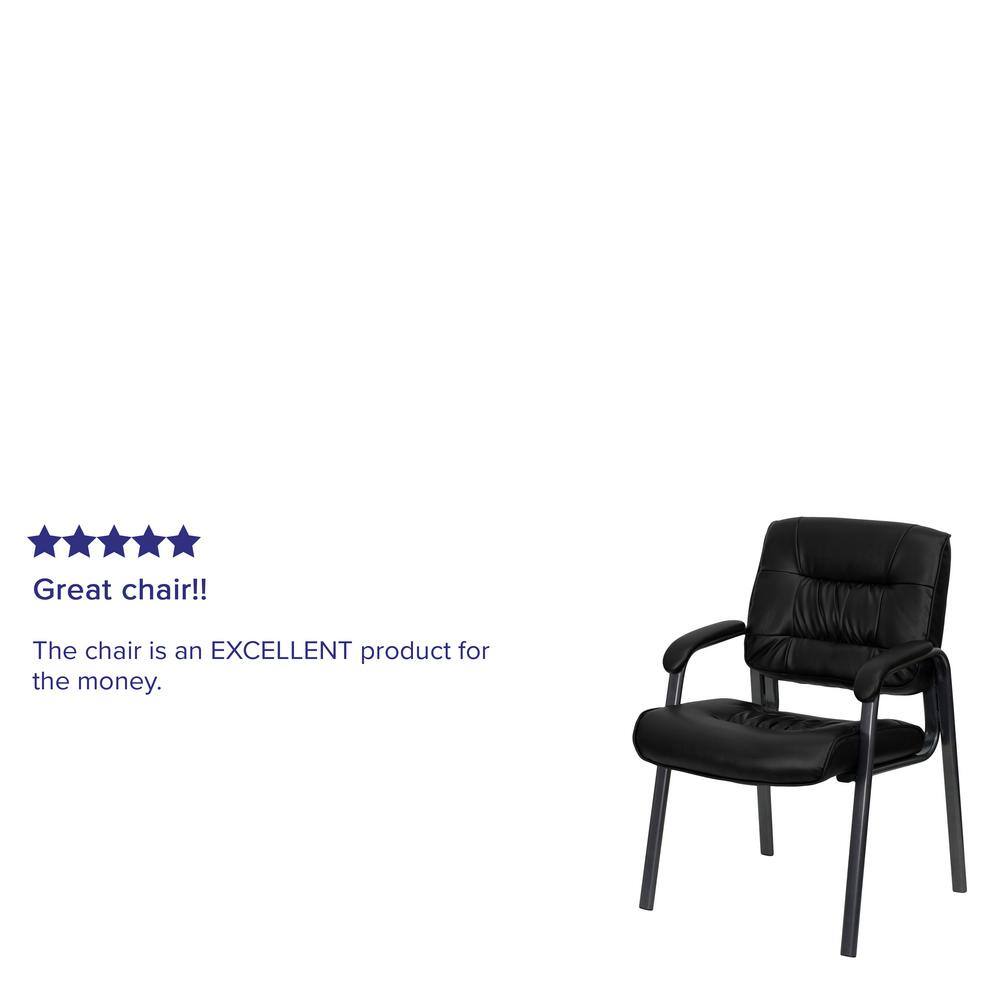 Black Leather Executive Side Chair with Titanium Frame