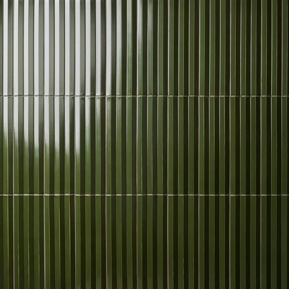 Apex Verde Green 5" x 16" 3D Polished Porcelain Wall Tile