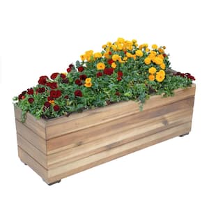 22.25 in. x 6.25 in. Wood Acacia Rectangle Planter Pot Box with Plastic Liner - Anthracite Stain