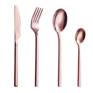 24-Piece 18/8 Rose Gold Stainless Steel Flatware Set Knife Fork Spoon Set (Service for 6)