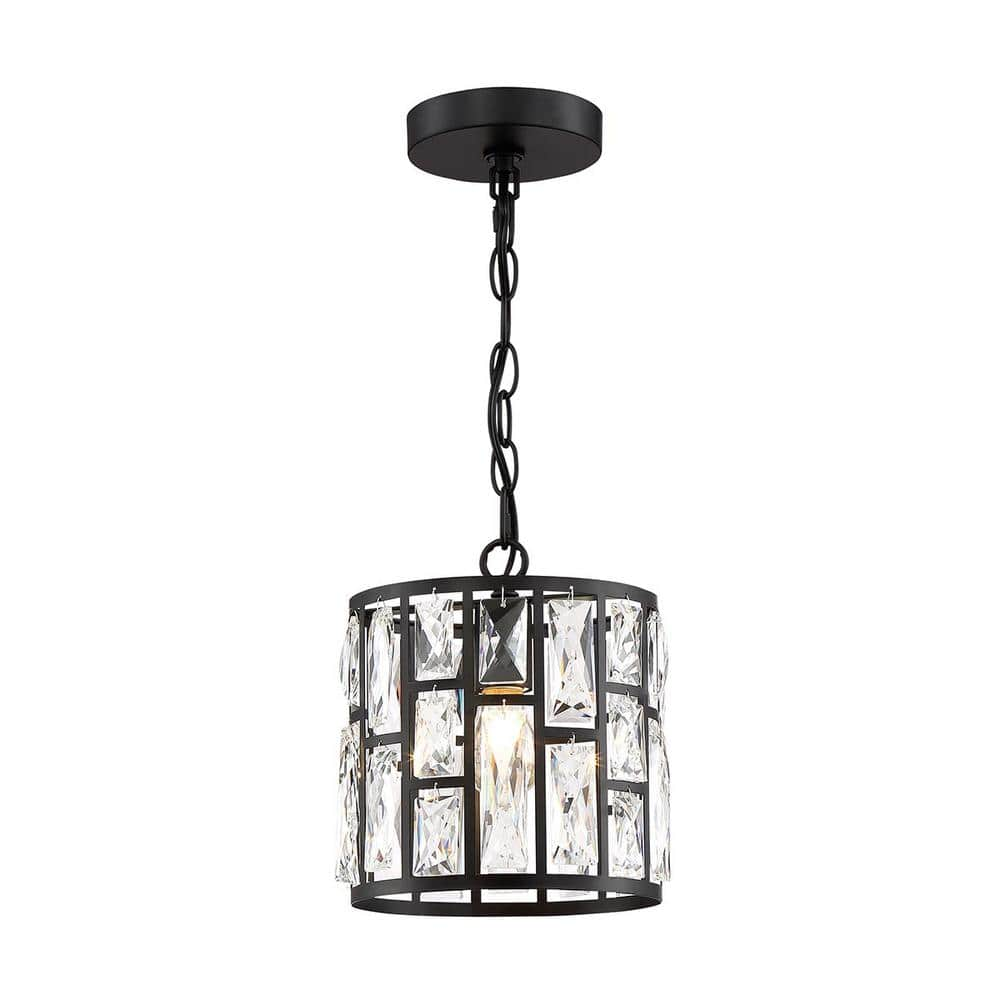 Home Decorators Collection Kristella 1-Light Matte Black Pendant with