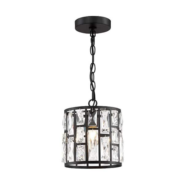 Home Decorators Collection Kristella 1 Light Matte Black Pendant With Clear Crystal Shade 30685 Hbb - Home Decorators Collection Pendant Kristella