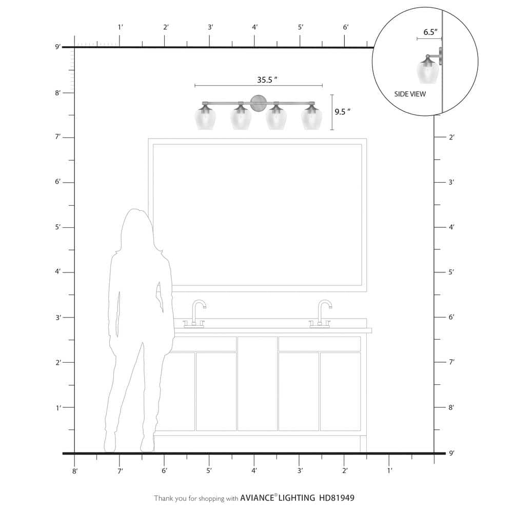 Willow Brushed Nickel 4-Light Vanity with Clear Glass Shades