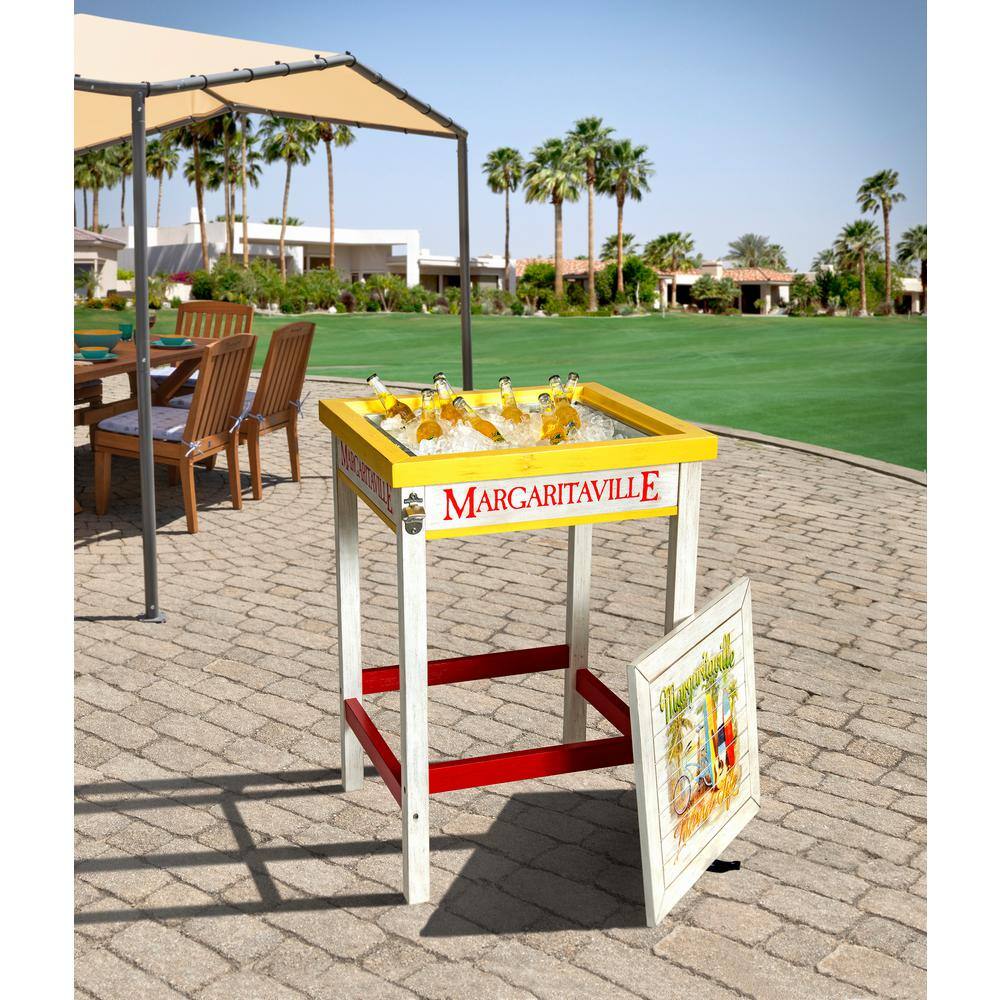Colorful Poplar Wood Outdoor Bistro Table with Beverage Tub