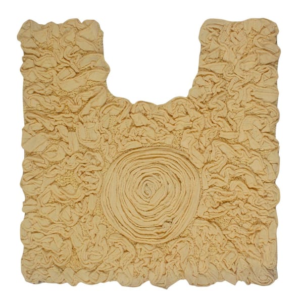 Bell Flower Collection 100% Cotton Tufted Bath Rugs, 20 in. x20 in. Contour, Yellow