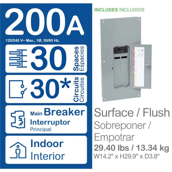 QO 200 Amp 30-Space 30-Circuit Indoor Main Breaker Plug-On Neutral Load Center with Cover
