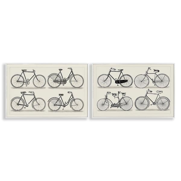 Stupell Industries Vintage Bicycle Styles by Vision Studio 2 Pieces White Framed Typography Giclee Art Print 16 in. x 24 in.