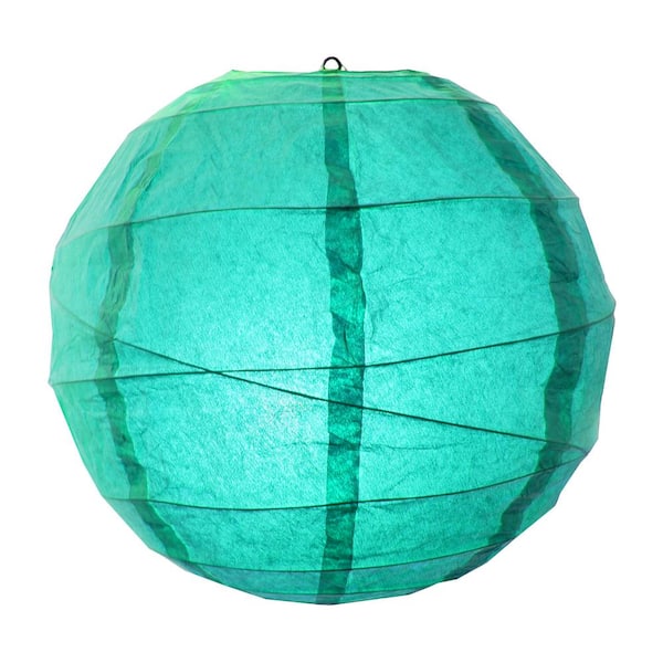 LUMABASE CrissCross 12 in. x 12 in. Turquoise Round Paper Lantern (5-Pack)