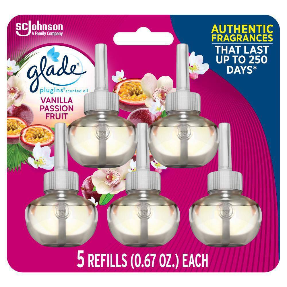 Glade 3.35 fl. oz. Vanilla Passion Fruit PlugIns Scented Oil Refill  (5-Count) 315186 - The Home Depot