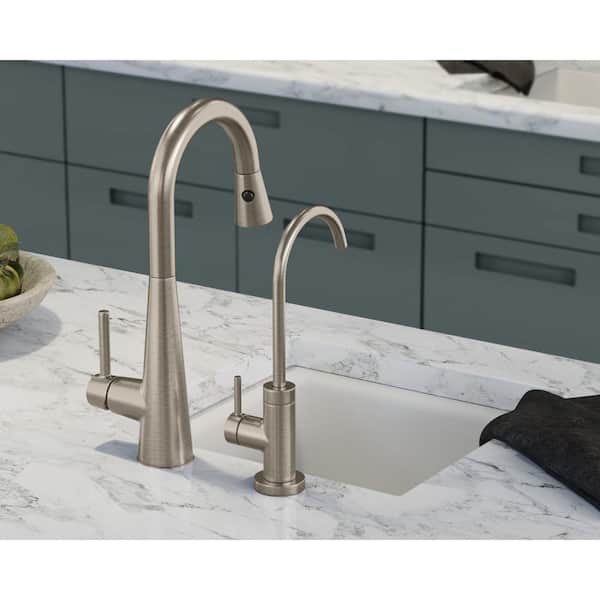 Moen S5560SRS Getränkearmatur – Einhebel, Hoher Bogen, Fleckenresistent Edelstahl | Für Küche, Kaltes Wasser