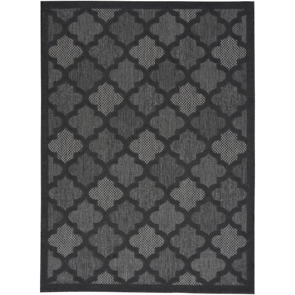Charcoal 5 ft. x 7 ft. Woven Polypropylene; Polyester Indoor/Outdoor Area Rug