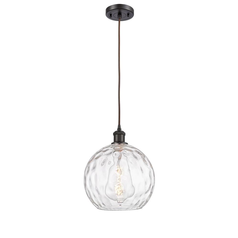 Athens Water Glass 1-Light Oil Rubbed Bronze Clear Water Glass Shaded Pendant Light with Clear Water Glass Glass Shade -  Innovations, 516-1P-OB-G1215-10