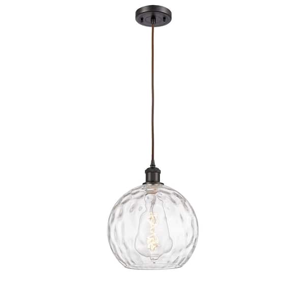 Innovations Athens Water Glass 1-Light Oil Rubbed Bronze Clear Water Glass Shaded Pendant Light with Clear Water Glass Glass Shade