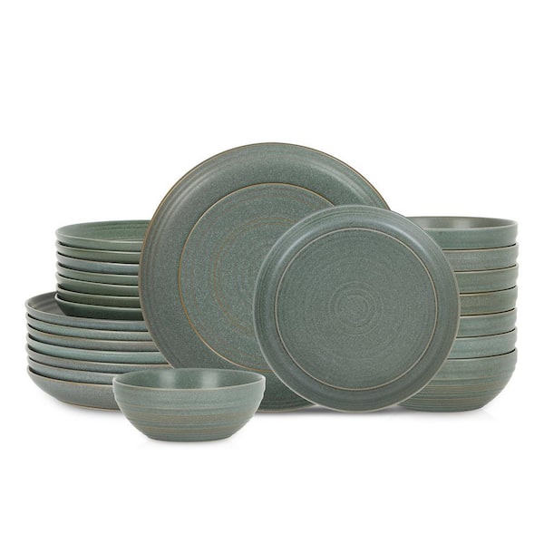 Elio 24-Piece Green Stoneware Dinnerware Set (Service for 8)