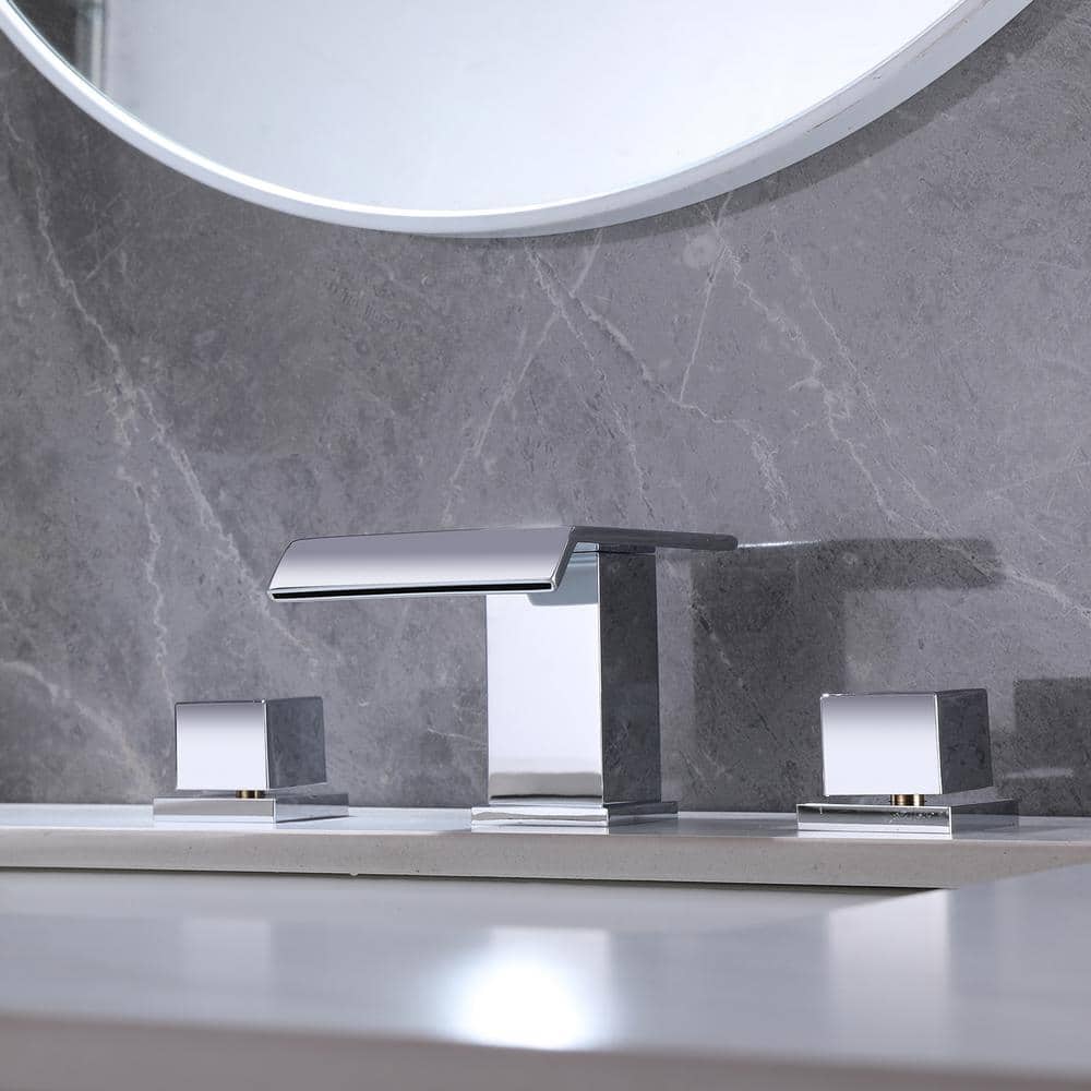 Double Handle 8 in. Combo Kit Bathroom Sink Faucet for 3 Holes Solid Brass 