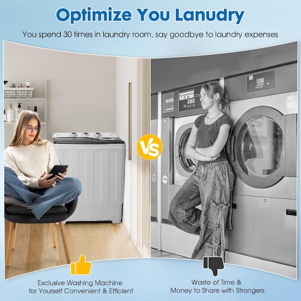 Dawmilon 4.2 cu.ft. Portable Washing Machine in Grey with Drain
