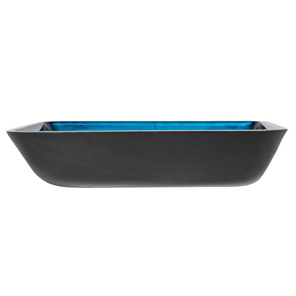 18.25'' Turquoise and Black Glass Rectangular Vessel Sink