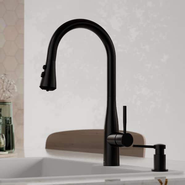 Faraday Single Handle Pull-Down Sprayer Kitchen Faucet in Matte Black