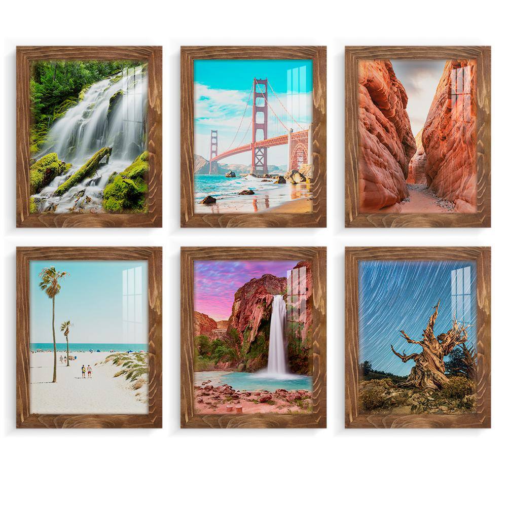 Wexford Home Woodgrain 8 in. x 10 in. Walnut Picture Frame (Set of 6