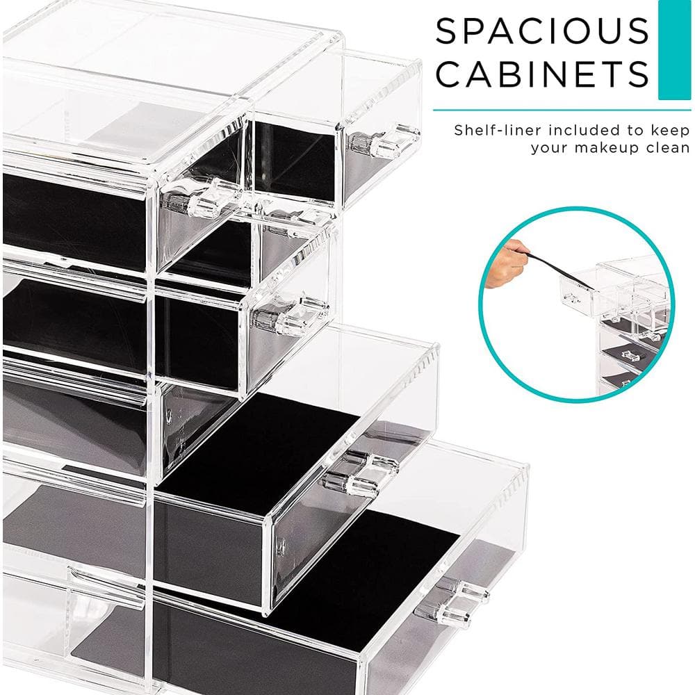 Clear Acrylic 6-Drawer Vanity Organizer with Geometric Design