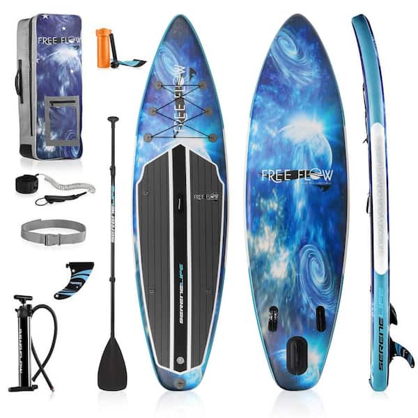Unbranded Wide Non-Slip 126 in. Ocean Blue PVC Inflatable Paddleboard with Accessories