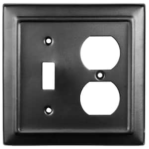 Architectural 2-Gang 1-Toggle/1-Duplex Wall Plate (Matte Black)