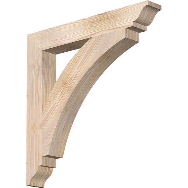 Ekena Millwork 3.5 in. x 26 in. x 26 in. Douglas Fir Thorton Traditional Smooth Bracket