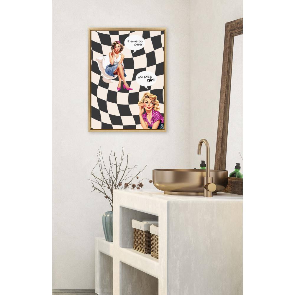 Kate & Laurel All Things Decor 18"x24" Go Girl Black Framed Canvas by Honey Island Studio Bright Gold