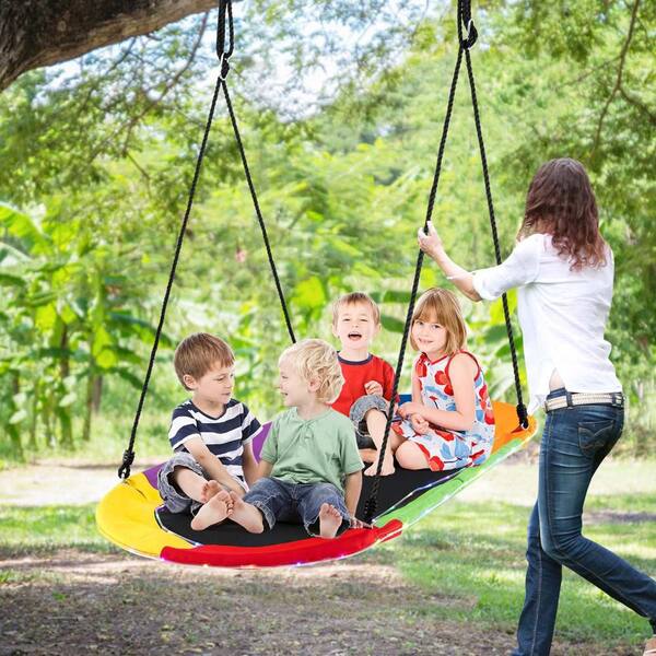 Saucer Tree Swing Surf Kids Outdoor Adjustable Oval Platform