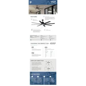 Vast Collection 72 in. 8-Blade Indoor Black Industrial Ceiling Fan with LED Light and Remote