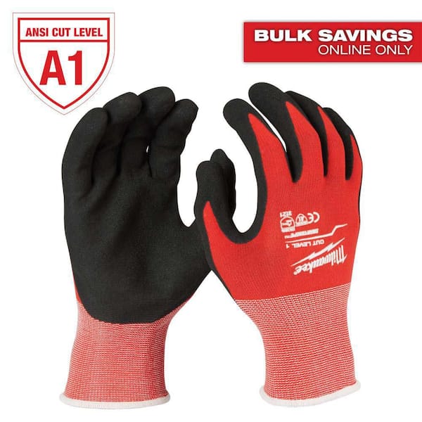 Large Red Nitrile Level 1 Cut Resistant Dipped Work Gloves