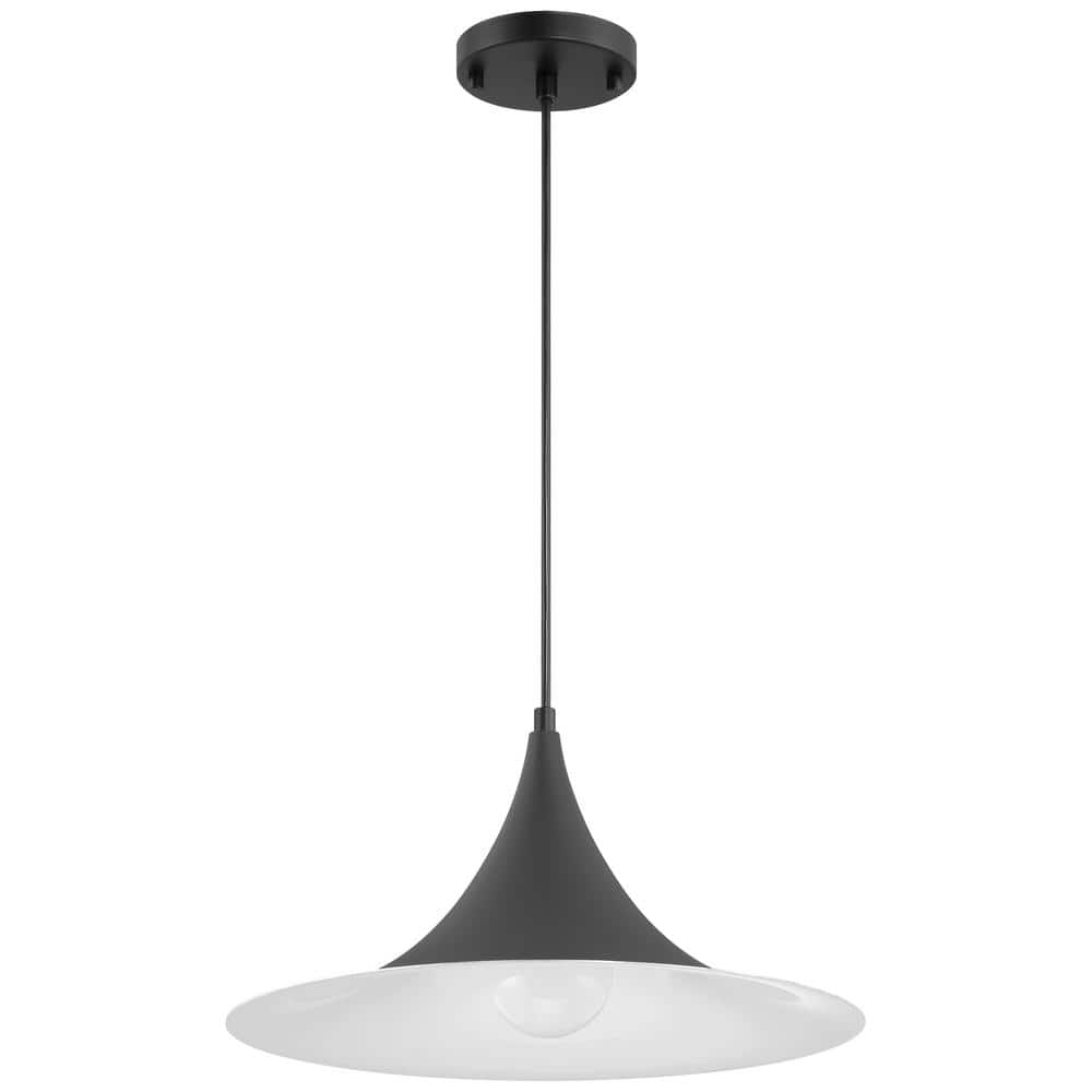 Costa Matte Black and White Steel LED Pendant Light
