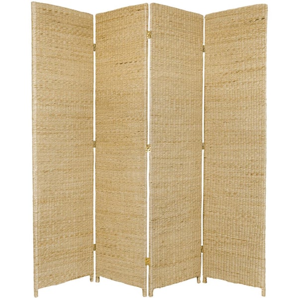 Oriental Furniture 6 ft. Natural 4-Panel Room Divider FBRUSHSCR4PNAT ...