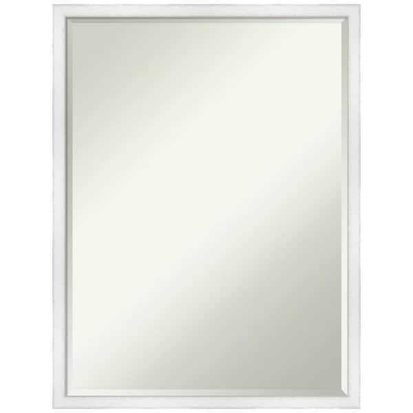 Amanti Art Breeze Distressed White 19 in. x 25 in. Petite Bevel Farmhouse Rectangle Wood Framed Bathroom Wall Mirror in White