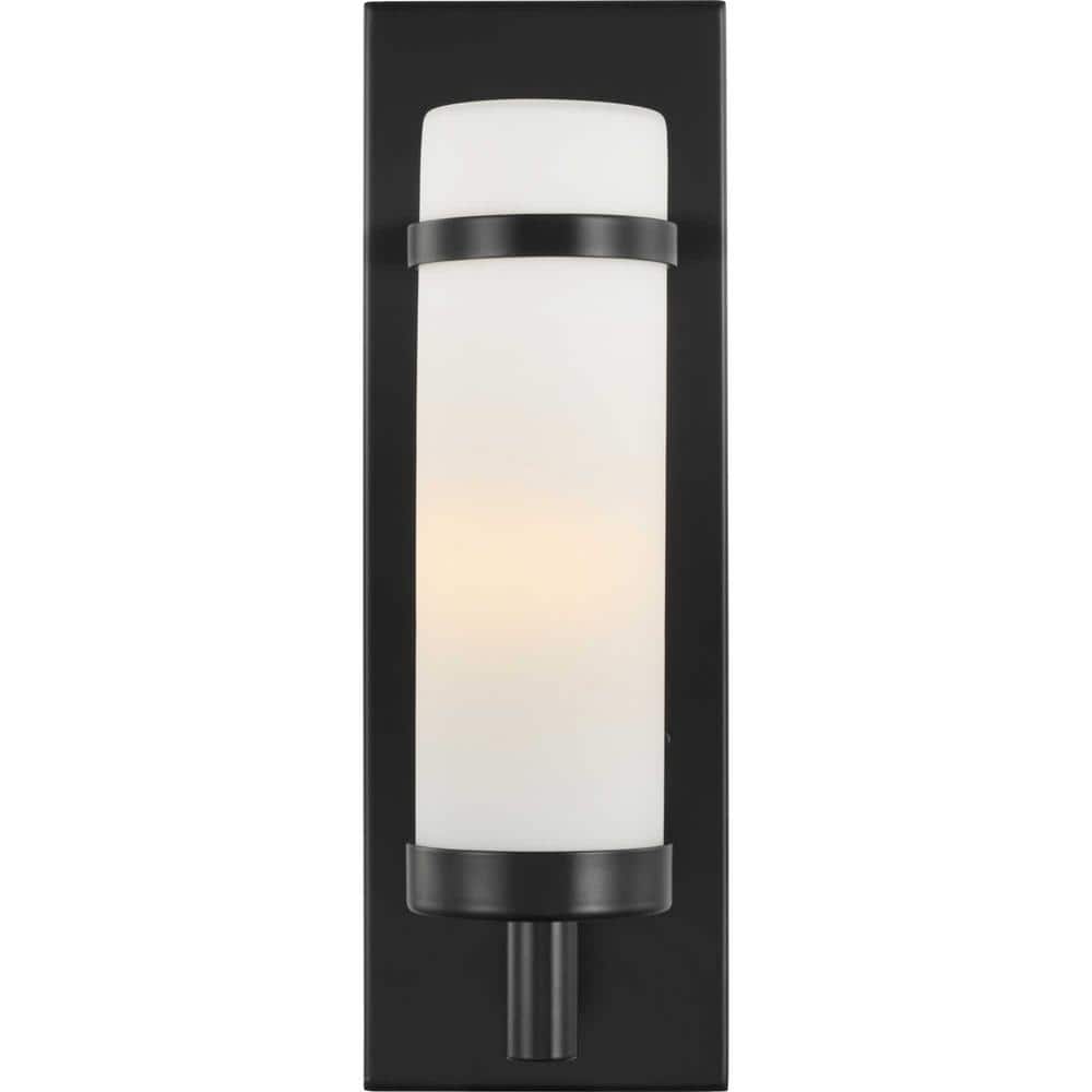 Matte Black Etched Opal Glass Dimmable Wall Sconce