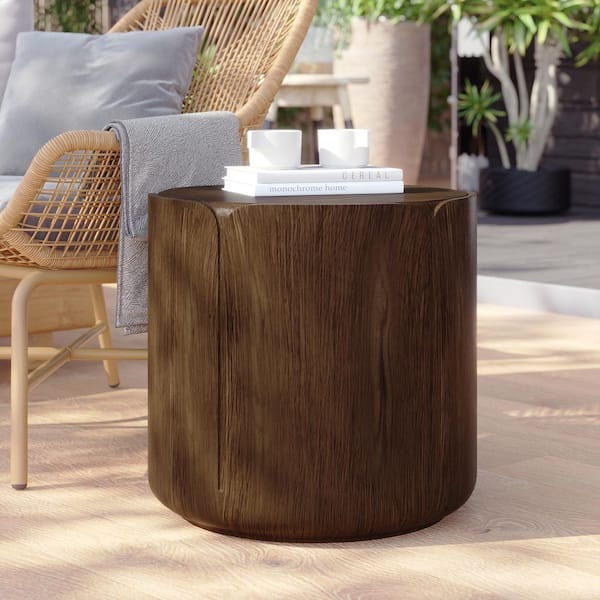 Dark Brown Composite Modern Outdoor Side Table with 220 lbs