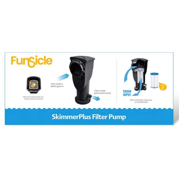 Funsicle 1500 Gallon SkimmerPlus Filter Pump System for Above Ground Pool,  Gray, 1 Piece - Pay Less Super Markets