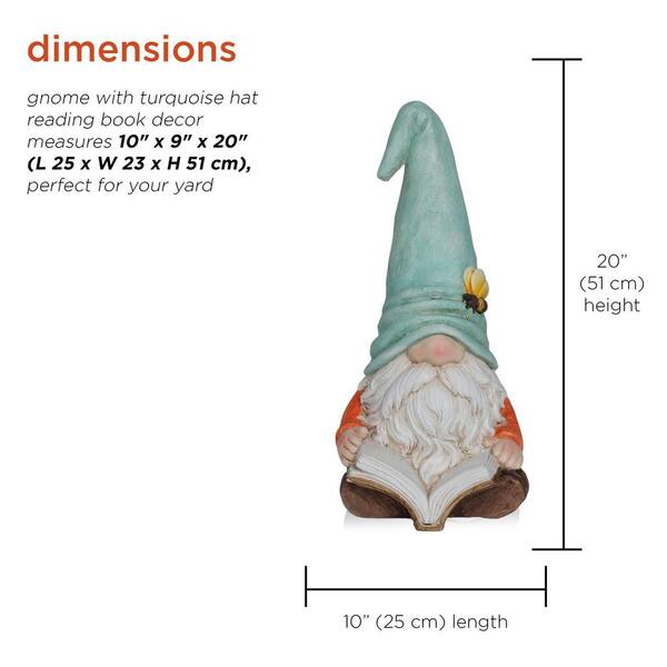 Alpine Corporation 20 in. Gnome Reading Book Garden Statue with