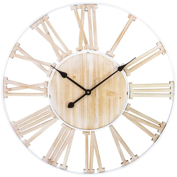 Northlight 28 Whitewashed Battery Operated Round Wall Clock