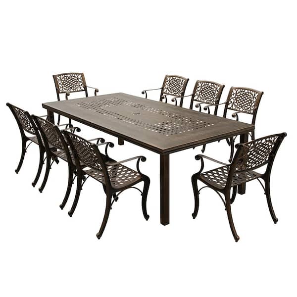 Oakland Living Black 9-Piece Aluminum Outdoor Rectangular Dining Height Outdoor Dining Set