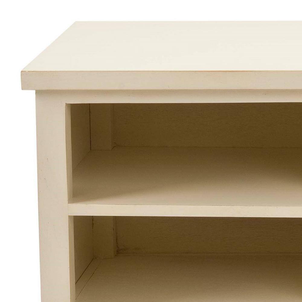 White Poplar Wood Transitional Bookshelf with Cubes