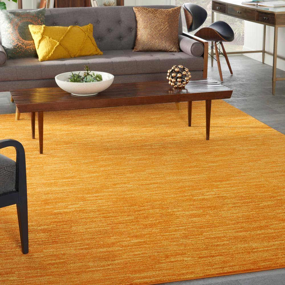 Sunburst Orange 6' x 9' Easy Care Indoor Outdoor Rug