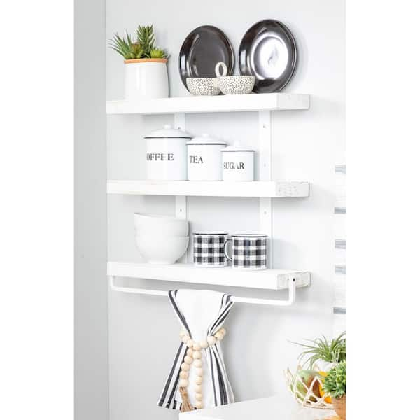 3 tier floating shelf with towel bar