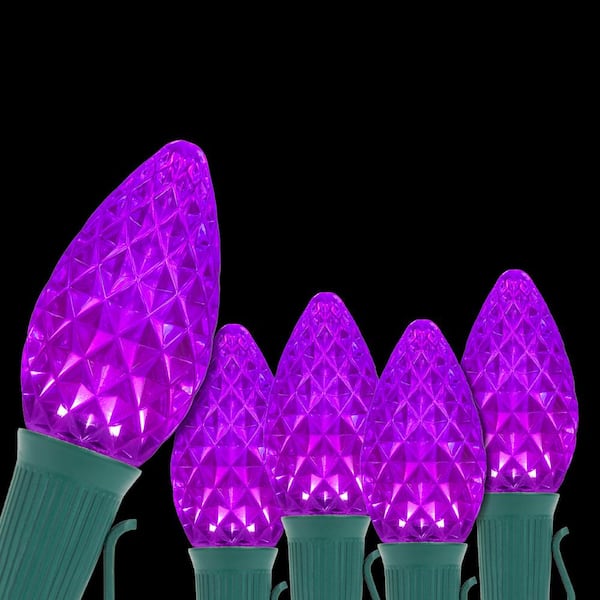 Wintergreen Lighting OptiCore 24 ft. 25-Light LED Purple Faceted C7 String Light Set