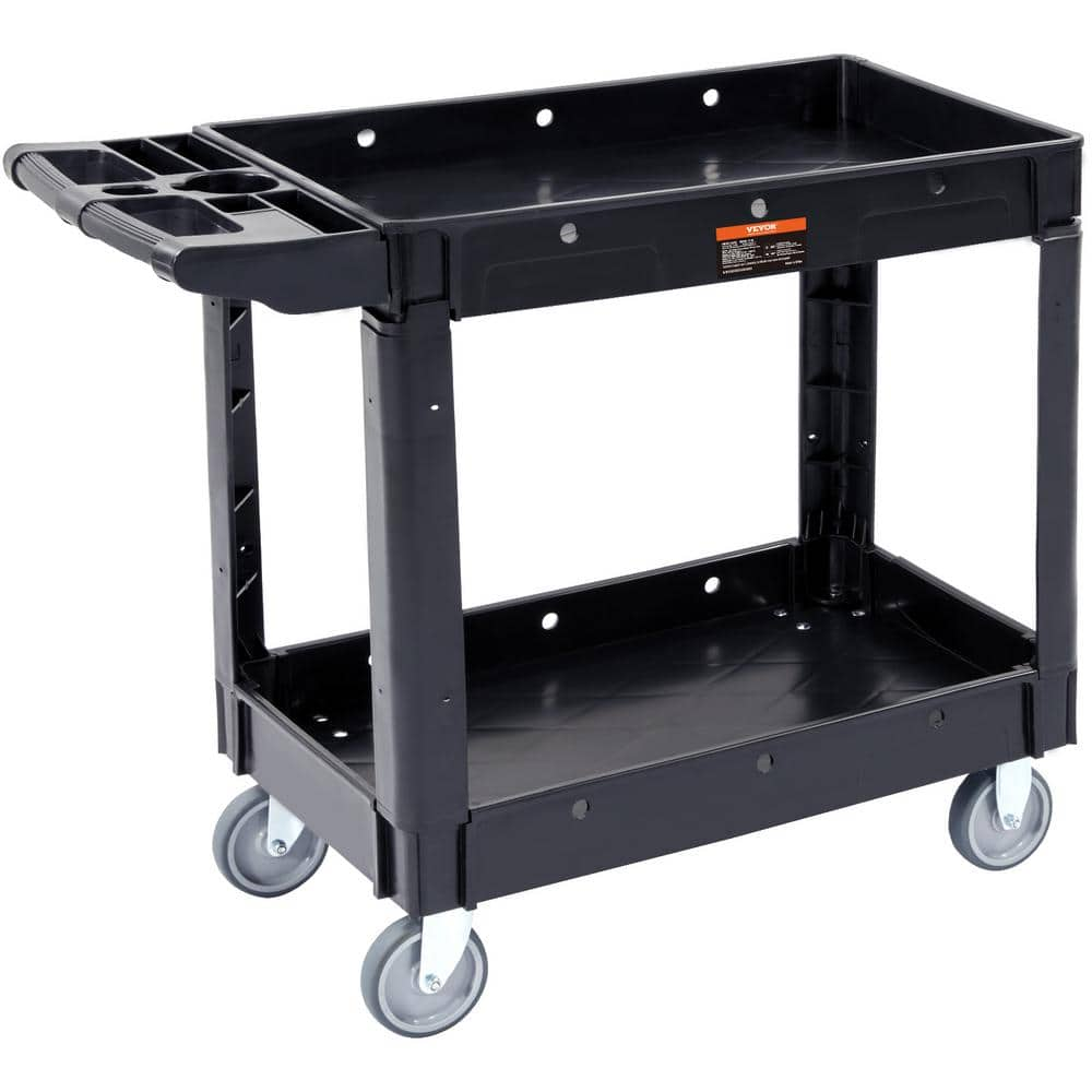 VEVOR 2-Shelf Utility Service Cart 550 lbs. Plastic Rolling Utility ...