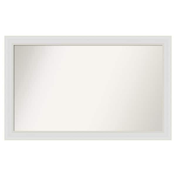 Flair Soft White Narrow 40 in. x 25 in. Custom Non-Beveled Satin Recyled Polystyrene Bathroom Vanity Wall Mirror
