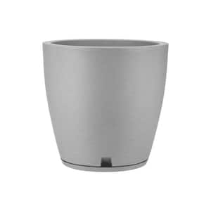 18.21 in. W x 17.6 in. H Amsterdan Large Plastic Resin Indoor and Outdoor Planter - Cement Color