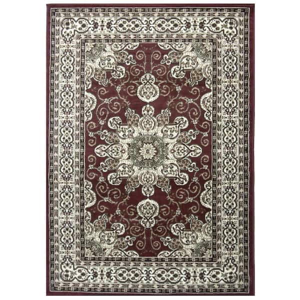 MSRUGS Nairobi Red 3 ft. x 5 ft. Medallion Polypropylene Area Rug