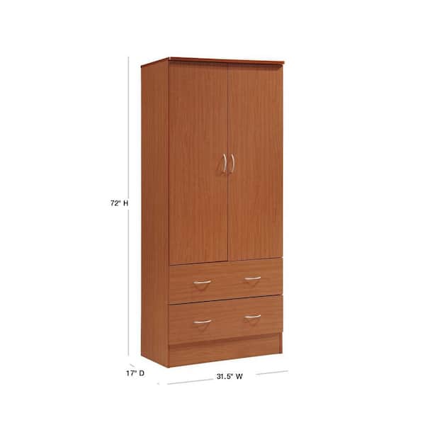 HODEDAH 2-Door Armoire with 2-Drawers in Cherry HI29 Cherry - The